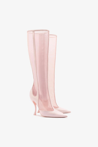 Larroudé By Nicolò B.: Bota Zuzu Cetim e Tela Rosa Boot Larroudé x Nicolò Beretta