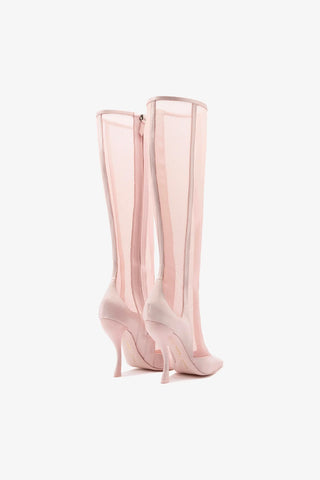 Larroudé By Nicolò B.: Bota Zuzu Cetim e Tela Rosa Boot Larroudé x Nicolò Beretta
