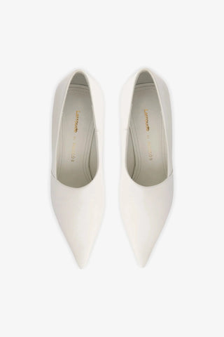 Larroudé By Nicolò B.: Scarpin Vittoria Couro Branco Boot Larroudé x Nicolò Beretta