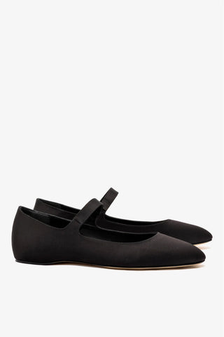 Larroudé By Nicolò B.: Sapatilha Maria Cetim Preto Ballerina Larroudé x Nicolò Beretta