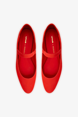 Larroudé By Nicolò B.: Sapatilha Maria Cetim Vermelho Ballerina Larroudé x Nicolò Beretta