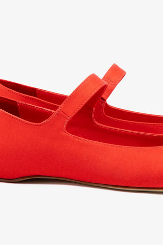Larroudé By Nicolò B.: Sapatilha Maria Cetim Vermelho Ballerina Larroudé x Nicolò Beretta
