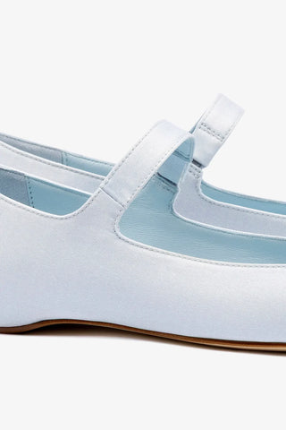 Larroudé By Nicolò B.: Sapatilha Maria Cetim Azul Ballerina Larroudé x Nicolò Beretta