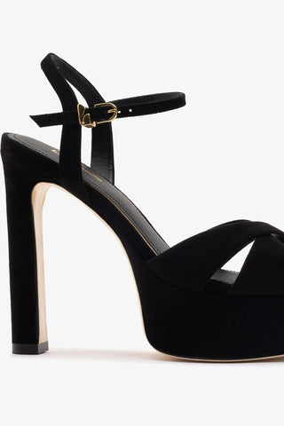 Sandália Plataforma Bianca High Camurça Preto Sandal Larroudé