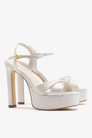 Sandália Plataforma Bianca High Couro Off White Sandal Larroudé