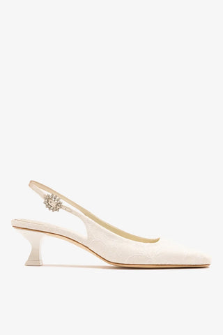Larroudé x Markarian: Slingback Amal Renda Branco Pump Larroudé x Markarian