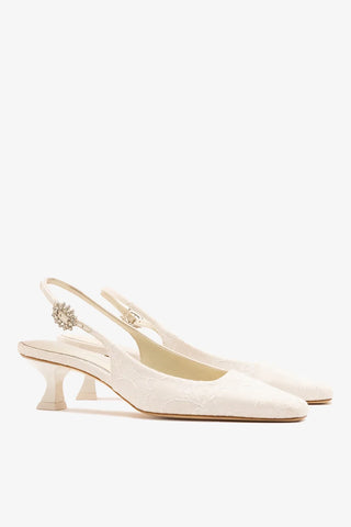 Larroudé x Markarian: Slingback Amal Renda Branco Pump Larroudé x Markarian