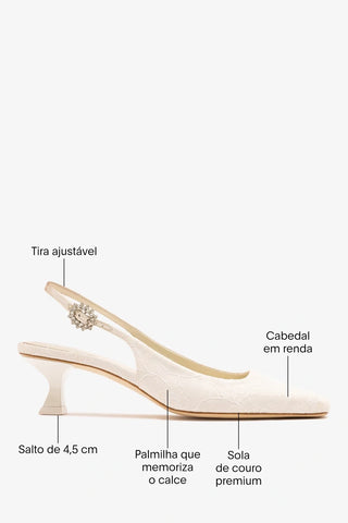 Larroudé x Markarian: Slingback Amal Renda Branco Pump Larroudé x Markarian