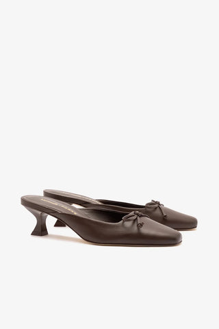 Larroudé x Parke: Mule Couro Marrom Mule Larroudé x Parke