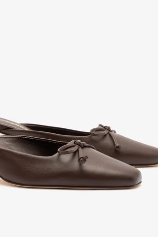 Larroudé x Parke: Mule Couro Marrom Mule Larroudé x Parke