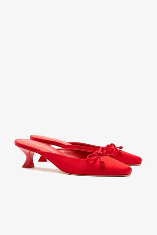 Larroudé x Parke: Mule Cetim Vermelho Mule Larroudé x Parke