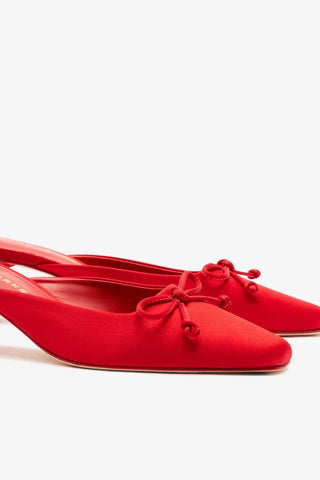 Larroudé x Parke: Mule Cetim Vermelho Mule Larroudé x Parke