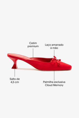 Larroudé x Parke: Mule Cetim Vermelho Mule Larroudé x Parke