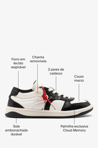 Tênis George Couro Preto e Branco Sneaker Larroudé