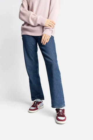 Tênis George Couro Bordô, Azul e Rosa Sneaker Larroudé