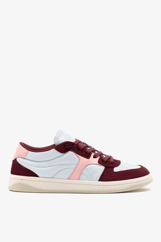 Tênis George Couro Bordô, Azul e Rosa Sneaker Larroudé