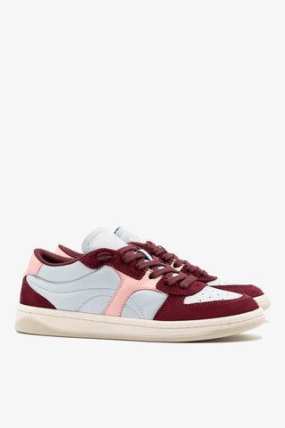 Tênis George Couro Bordô, Azul e Rosa Sneaker Larroudé