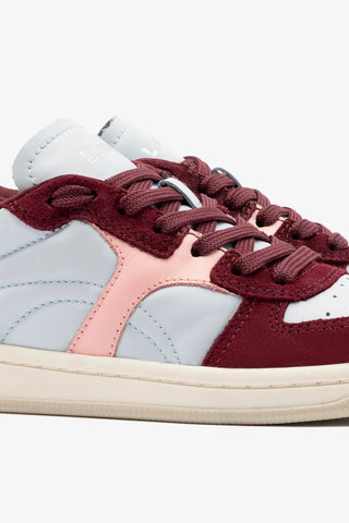 Tênis George Couro Bordô, Azul e Rosa Sneaker Larroudé