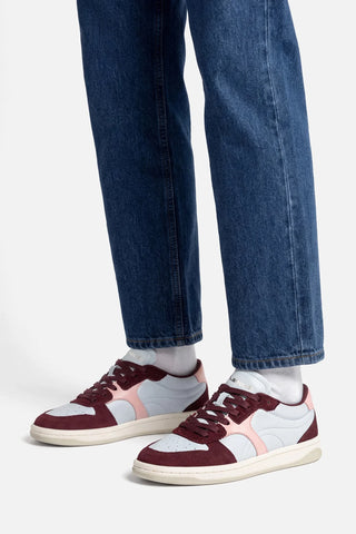 Tênis George Couro Bordô, Azul e Rosa Sneaker Larroudé