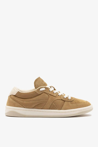 Tênis George Camurça Caramelo e Couro Off White Sneaker Larroudé