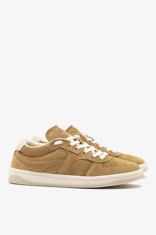 Tênis George Camurça Caramelo e Couro Off White Sneaker Larroudé