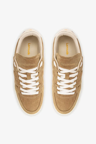 Tênis George Camurça Caramelo e Couro Off White Sneaker Larroudé
