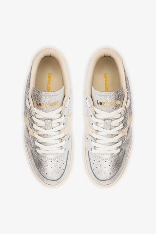 Tênis George Couro Prateado e Off White Sneaker Larroudé