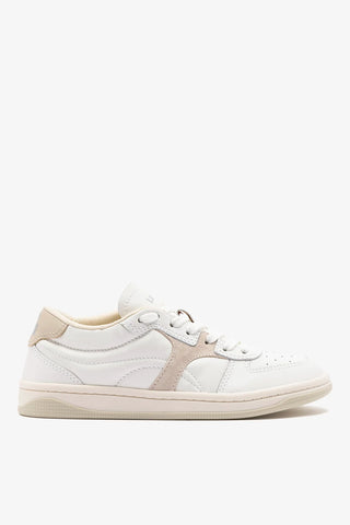Tênis George Couro Branco e Camurça Cinza Sneaker Larroudé