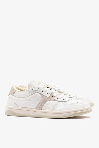 Tênis George Couro Branco e Camurça Cinza Sneaker Larroudé