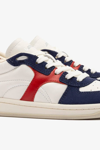 Tênis George Couro Azul, Branco e Vermelho Sneaker Larroudé