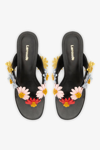 Sandália Fiore Couro Preto Sandal Larroudé