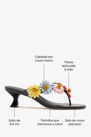 Sandália Fiore Couro Preto Sandal Larroudé