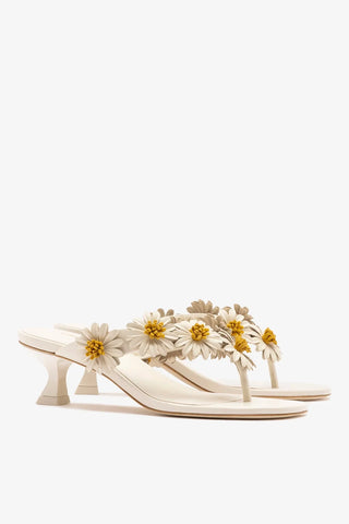 Sandália Fiore Couro Off White Sandal Larroudé