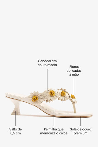 Sandália Fiore Couro Off White Sandal Larroudé