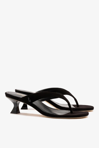 Sandália Gaia Low Camurça Preto Sandal Larroudé