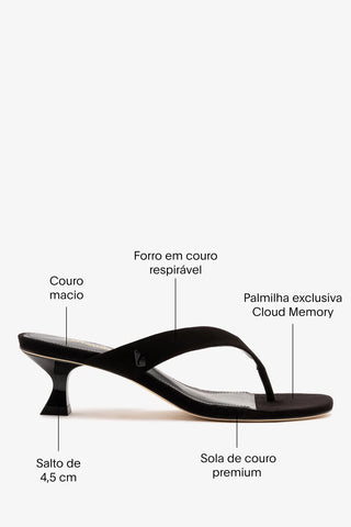 Sandália Gaia Low Camurça Preto Sandal Larroudé