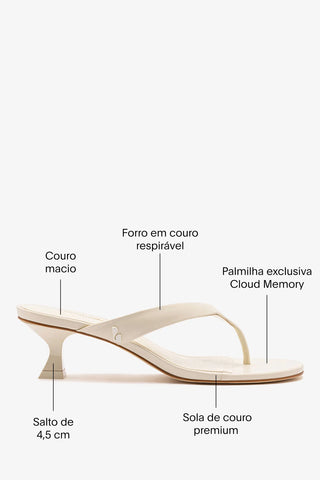 Sandália Gaia Low Couro Off White Sandal Larroudé