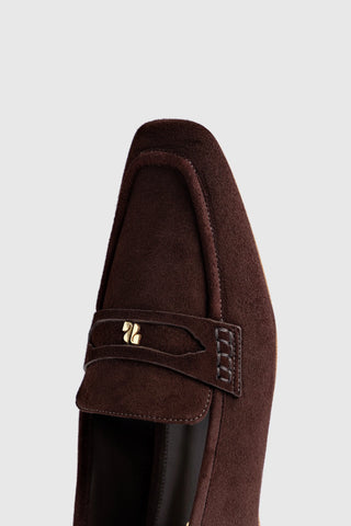 Mocassim Suki Camurça Marrom Loafer Larroudé