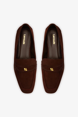 Mocassim Suki Camurça Marrom Loafer Larroudé