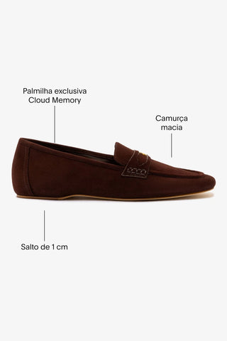 Mocassim Suki Camurça Marrom Loafer Larroudé
