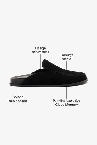 Larroudé x Parke: Mule Clog Camurça Preto Mule Larroudé x Parke