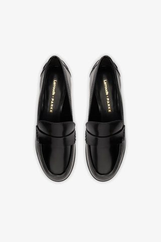 Larroudé x Parke: Mocassim Couro Preto Loafer Larroudé x Parke