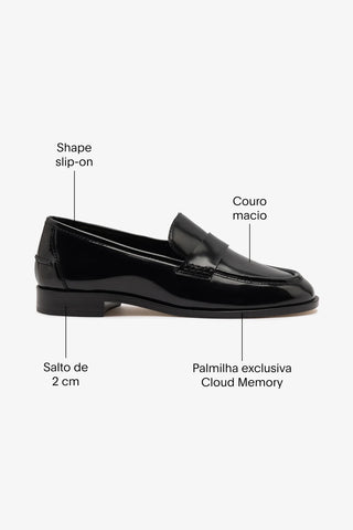 Larroudé x Parke: Mocassim Couro Preto Loafer Larroudé x Parke