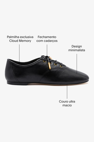 Tênis Liza Couro Preto Oxford Larroudé
