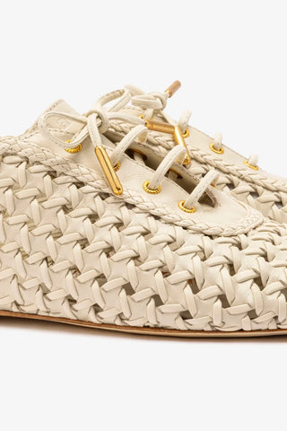 Tênis Liza Macramê Couro Off White Oxford Larroudé