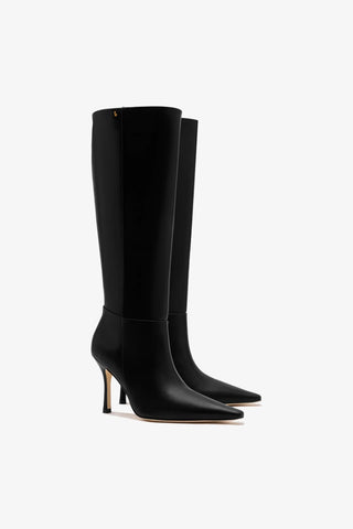 Bota Carine Couro Preto Boot Larroudé