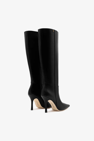 Bota Carine Couro Preto Boot Larroudé
