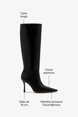 Bota Carine Couro Preto Boot Larroudé