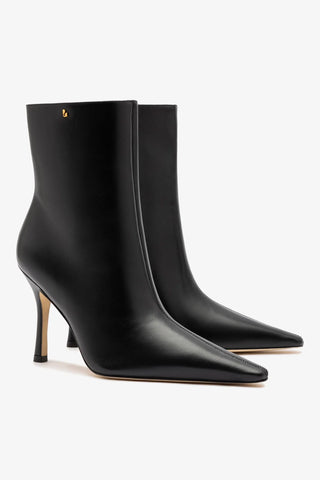 Bota Carine Mini Couro Preto Boot Larroudé