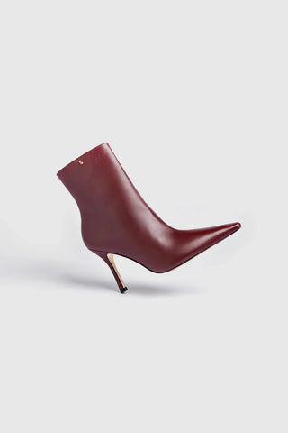 Bota Carine Mini Couro Bordô Boot Larroudé
